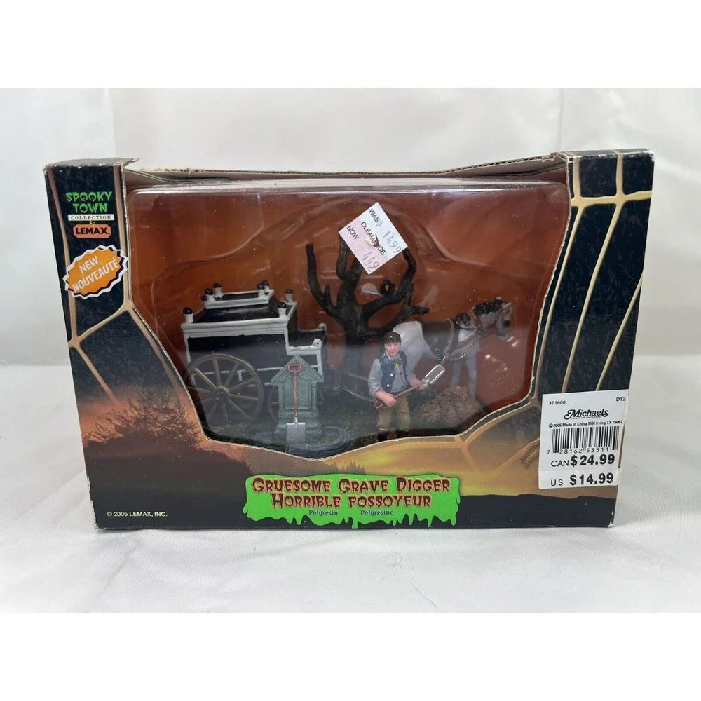 Lemax Spooky Town Gruesome Grave Digger Cemetery 53511 Horse Drawn Hearse
